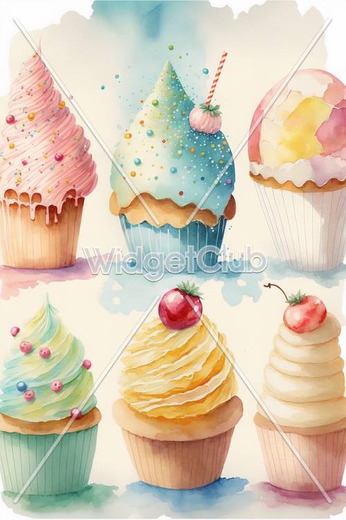 Colección colorida de cupcakes