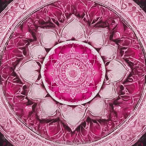 A beautifully designed, intricate, dark pink mandala pattern against a white background.
