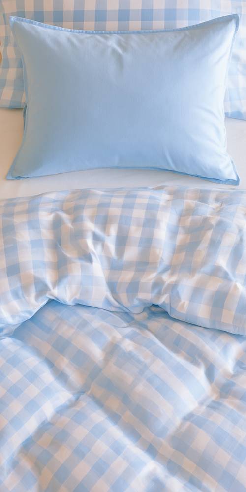 Set di biancheria da letto a quadri blu e bianchi