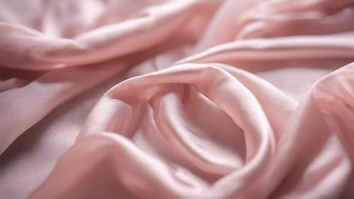 An elegant light pink silk scarf fluttering in the gentle wind.