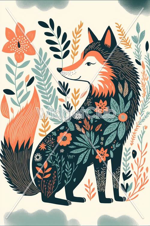 Diseño colorido de zorro en la naturaleza
