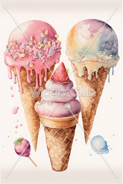 여름에 딱 맞는 다채로운 아이스크림 콘