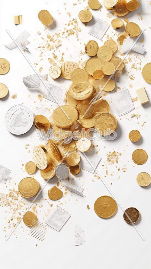 Parlak Altın Paralar Hazine Sandığı