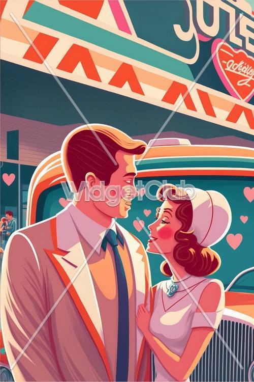 Histoire d&#39;amour vintage au restaurant