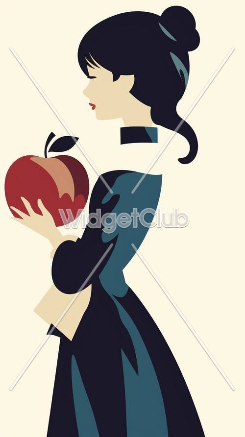 Apple in the Hand of a Stylish Lady Tapet [a446413e93144c28aed5]