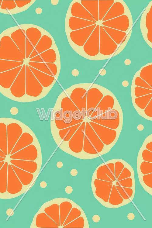 Bright Orange Slices on Teal Background