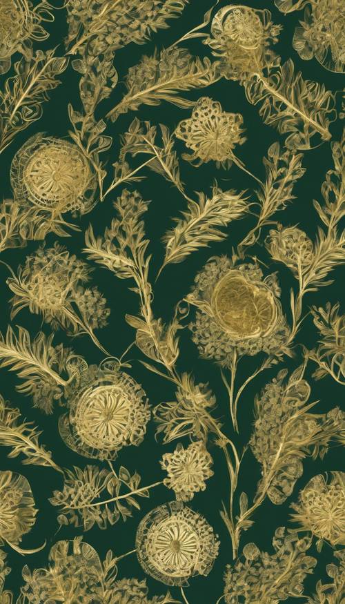 Verdant seamless pattern imbued with the luxury of golden imprints. Wallpaper [c3eac4fca8e548d38c79]