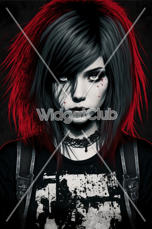 Gothic Girl with Red Hair and Dark Makeup Kertas dinding[9d9ba6c94caa4461a365]