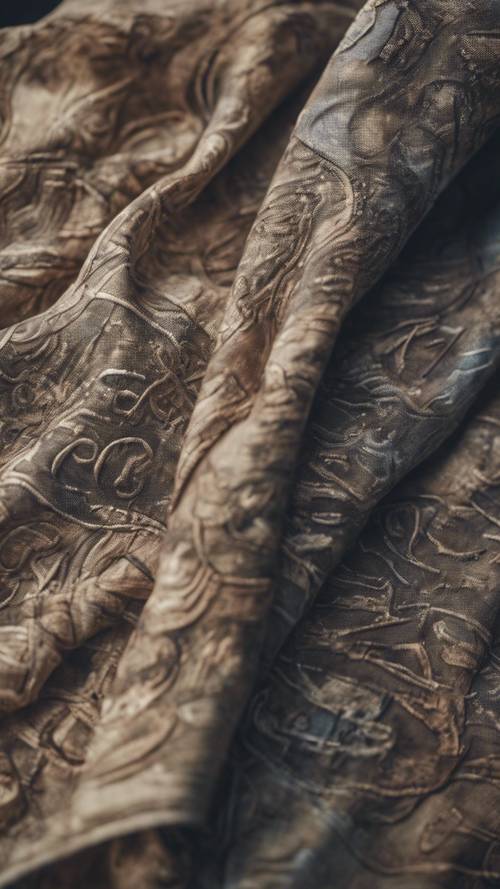 Pemandangan udara dari kain linen kuno misterius yang digunakan dalam peradaban yang hilang.