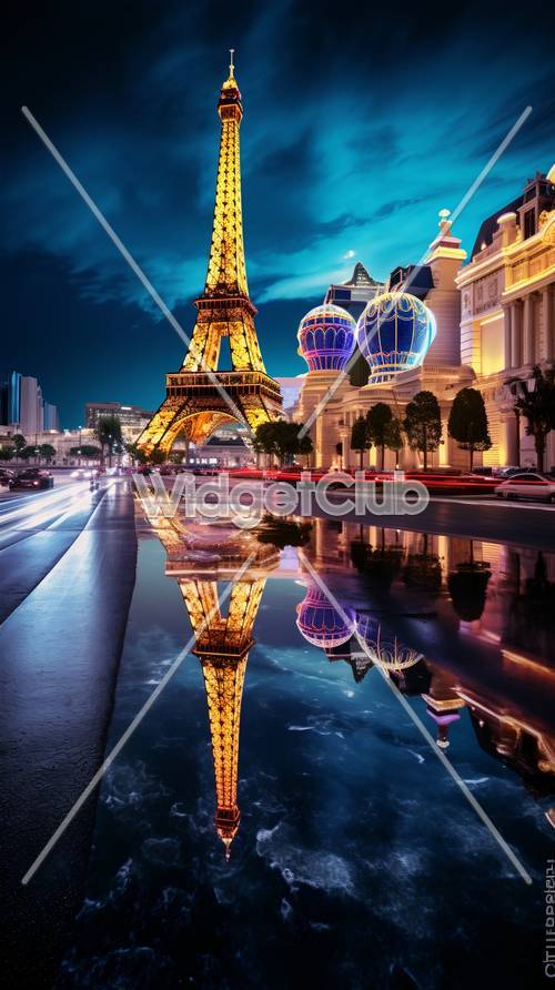 Lumières vives et reflets : Paris à Las Vegas