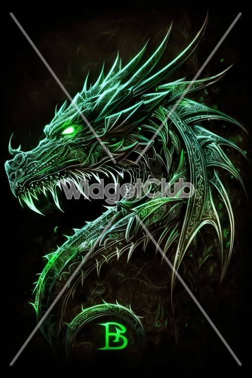 Arte del drago verde brillante