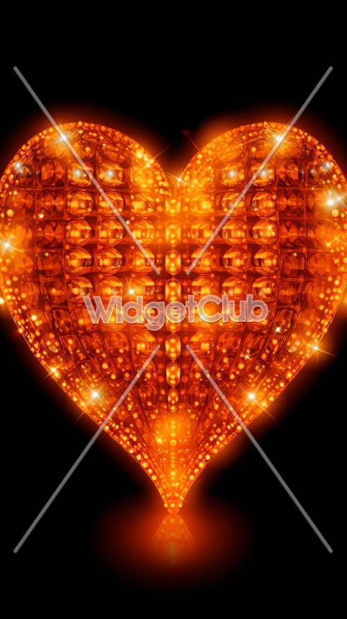 Leuchtende orangefarbene Herzlichter