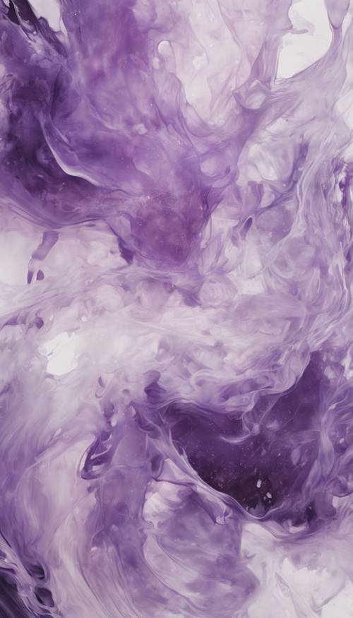 Uma mistura suave de roxo e branco em uma dança de expressionismo abstrato.