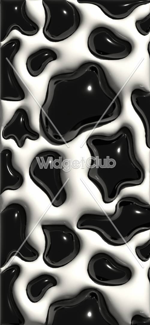 Shiny Black Blobs on White Background