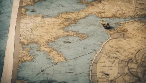 Eine Seekarte des Atlantischen Ozeans aus dem Zeitalter der Entdeckungen, komplett mit Reiserouten berühmter Entdecker