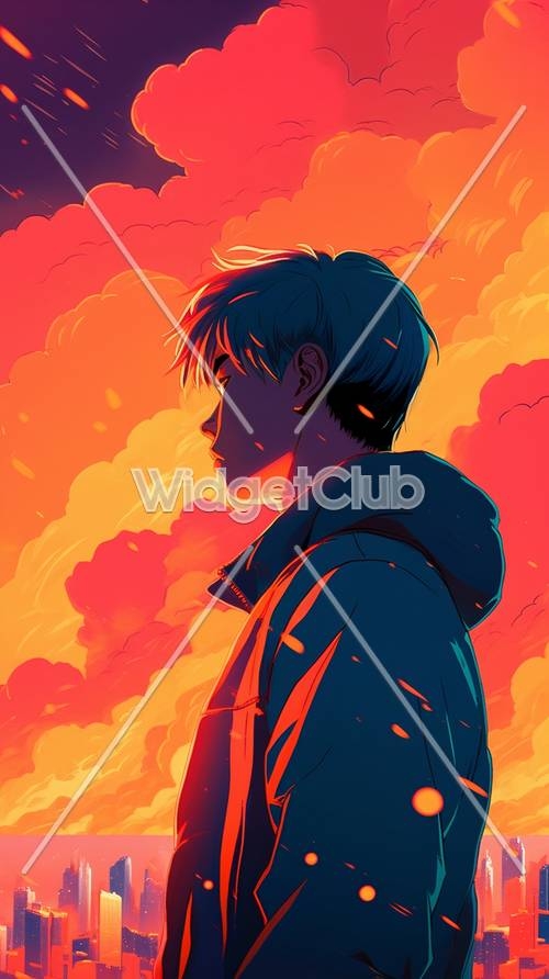 Sunset Dream with Anime Boy壁紙[b9f2c21370674ad595ac]
