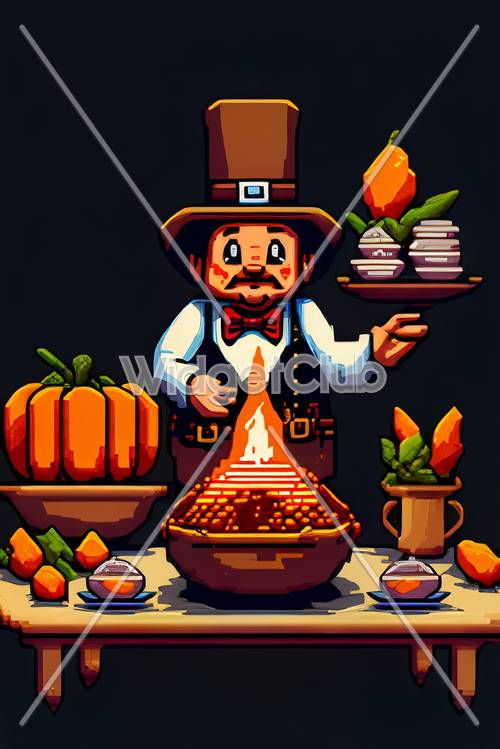 Chef colorido da colheita de outono