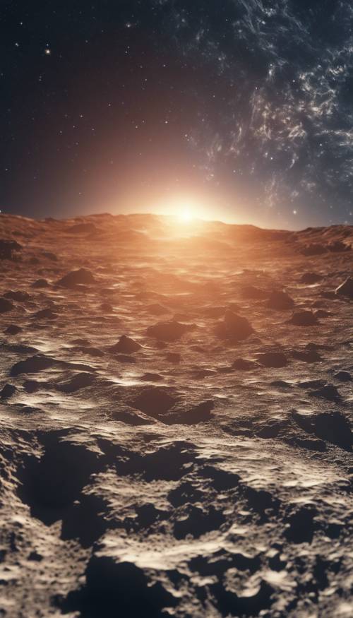 A view of the Earth from the Moon's surface, depicting a miraculous sunrise. Tapet [cbaa4621586347e09cdd]