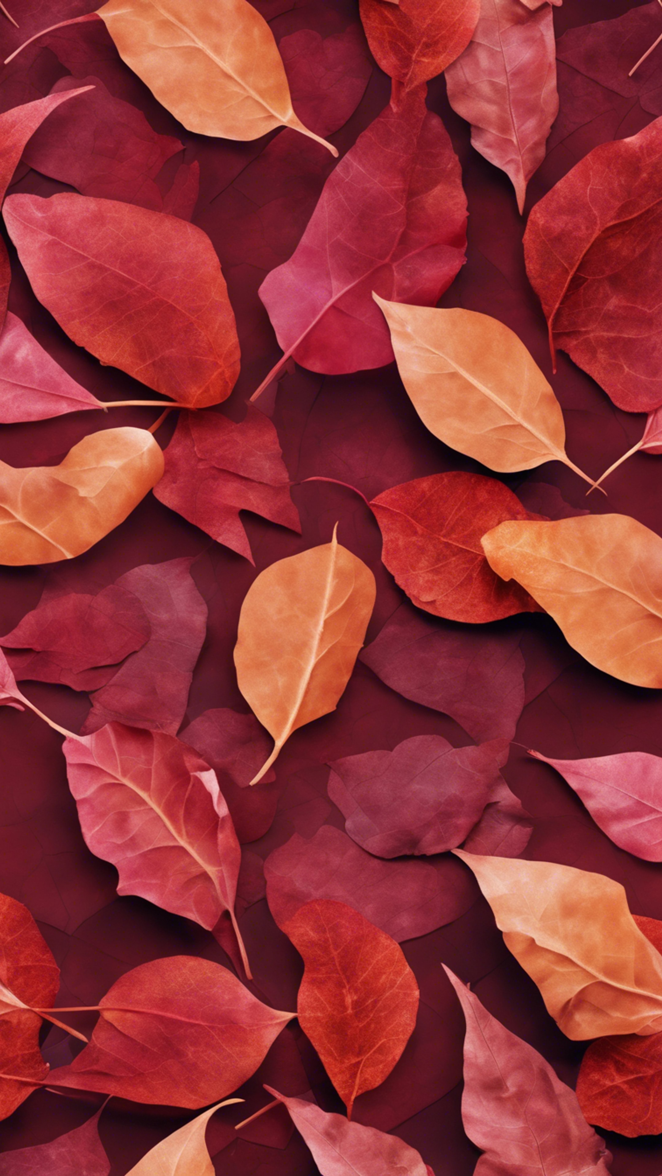 An abstract, tessellating pattern of fiery ruby and russet shapes, reminiscent of falling leaves in autumn. Tapeta[1bca3c6cf9b9400393d6]