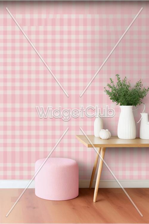 당신의 방을 위한 예쁜 핑크 격자 무늬 디자인