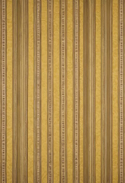 Antique yellow striped wallpaper in a Victorian era parlor Tapet [1b2edf521f1244db9d0c]