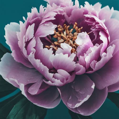 A mesmerizing peony flower, fully bloomed in a rich turquoise tone. Tapet [1446ec3f58f04b818317]