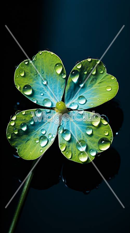 Dew Drops on Green Leaf Flower