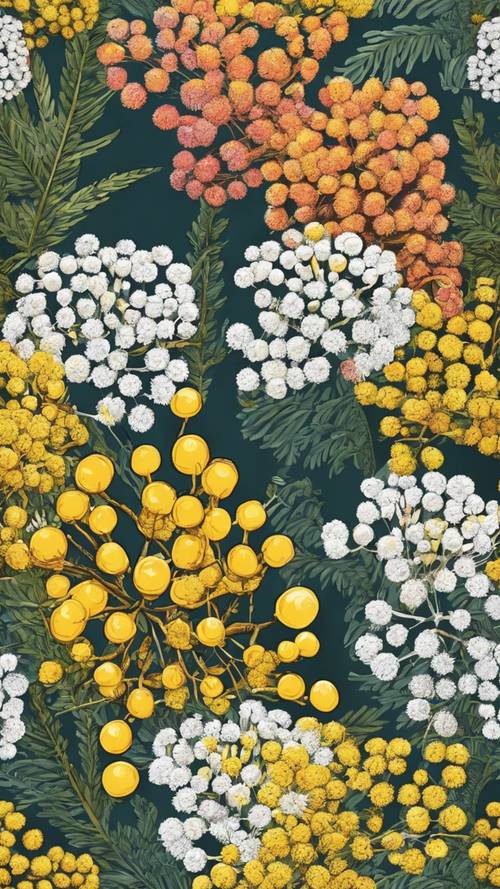 Ilustração de flor mimosa pop art.