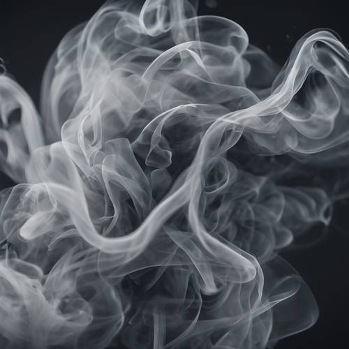 Un patrón abstracto que se asemeja a rizos de humo gris oscuro en movimiento.