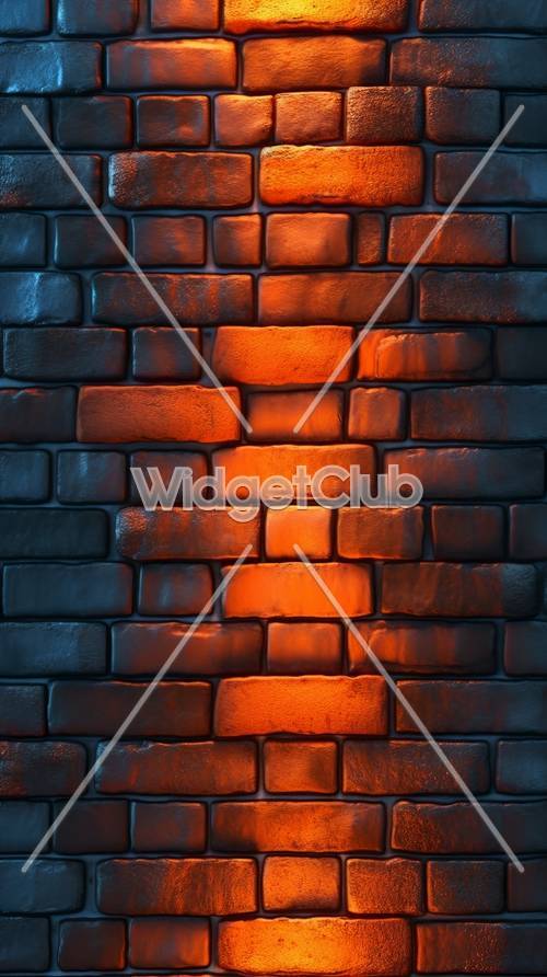 Briques orange brillantes la nuit