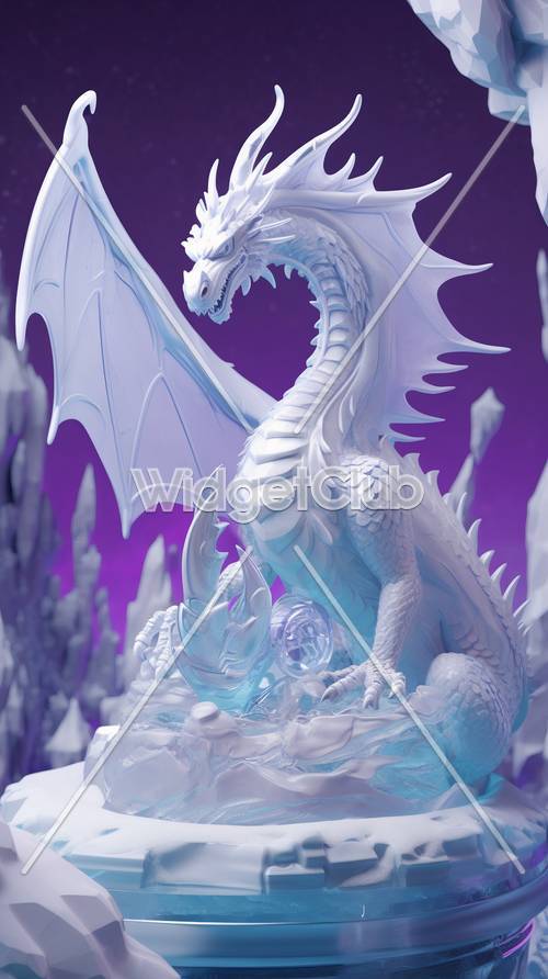 Majestuoso dragón blanco en un mundo de fantasía