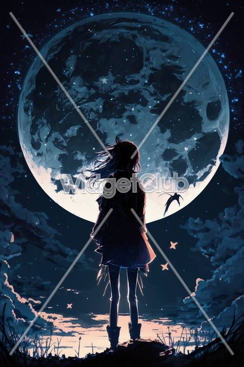 Moonlit Night with a Mysterious Girl