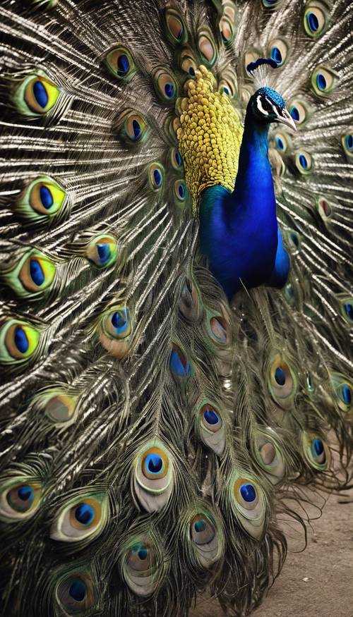 Sumptuous sapphire peacock feathers fanning out in a royal display. Wallpaper [2438486a627d4102b9fe]