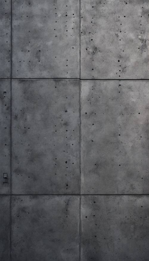Un primo piano di un muro di cemento grigio scuro alla luce del giorno.