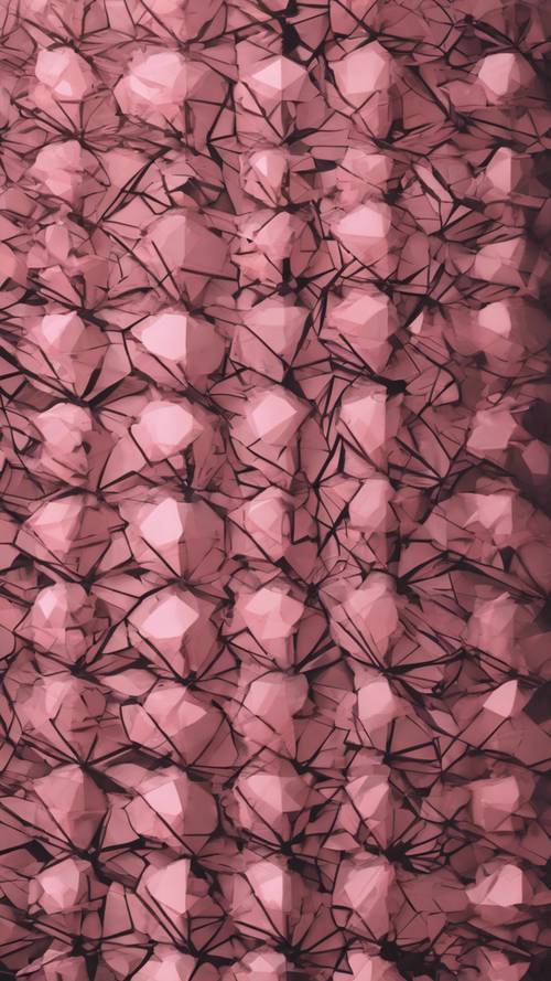 Un patrón geométrico de color rosa claro sobre un fondo oscuro.