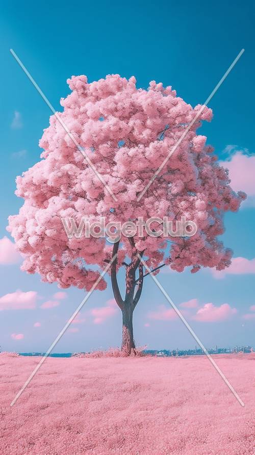 Розовое мечтательное дерево в небе