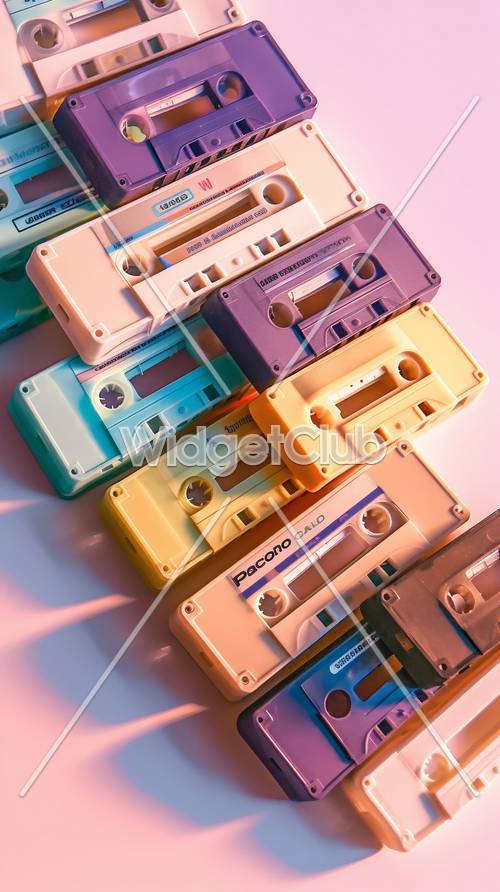 Băng Cassette đầy màu sắc trong ánh sáng rực rỡ