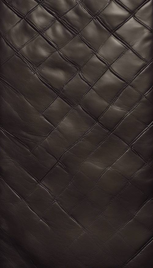 A close up of polished, dark leather texture with visible grain and creases.
