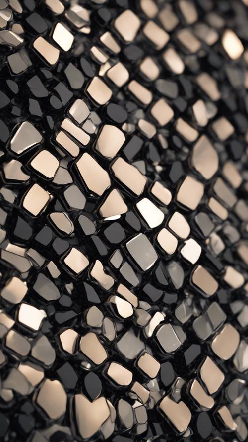 דוגמת פסיפס כהה עשויה פיסות זכוכית שחורות&quot;.