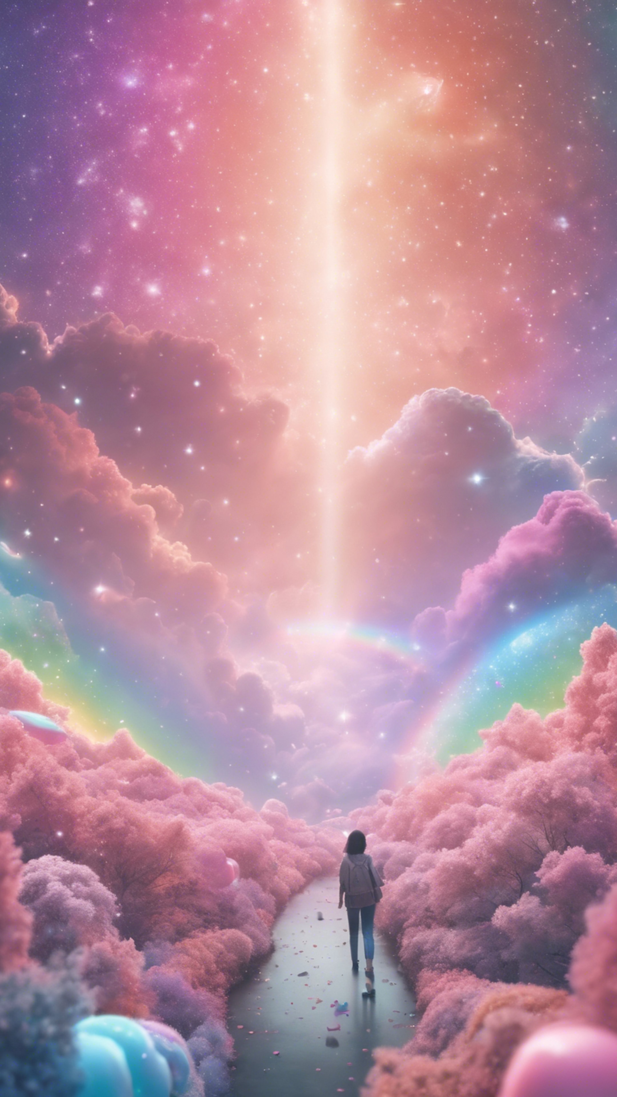 A kawaii-style galaxy filled with a rainbow of soft pastel colors. Валлпапер[6d1c35a1081c44bbb883]