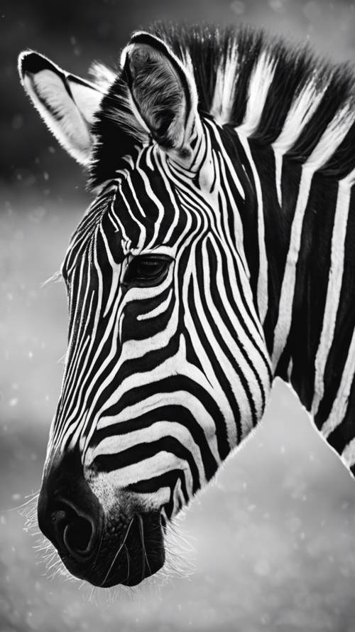 A zebra's distinctive black and white stripes.