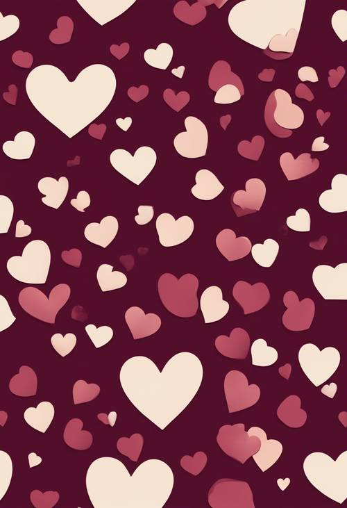 Hearts scattered randomly on a deep burgundy background as a seamless pattern. Tapet [2a71aeffef254d2597bf]