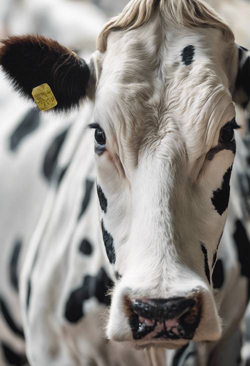 Um padrão que imita a distribuição única de manchas pretas em uma vaca branca.