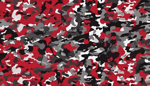 Padrão de camuflagem em vários tons de vermelho e preto.