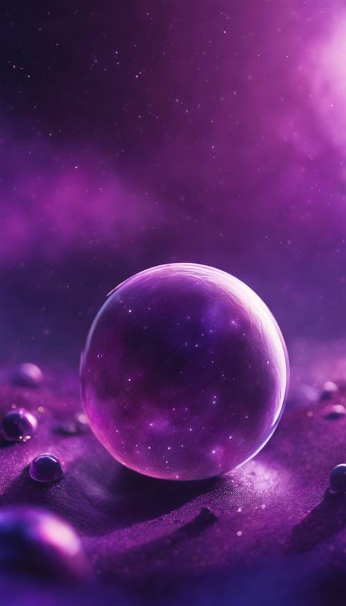 一顆性感的、蒸氣狀的紫色行星在廣闊的真空中生動地競爭。
