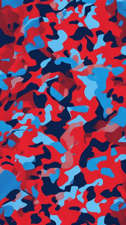 Abstract red and blue camo for urban style wallpaper.