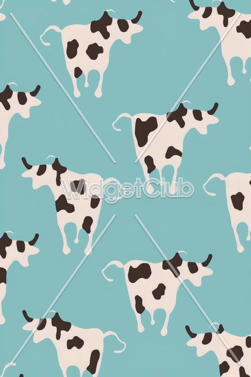 Friendly Cows on a Blue Sky Background کاغذ دیواری[502c2c3612b149098b29]
