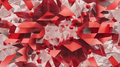 Un collage astratto composto interamente da forme geometriche rosse.