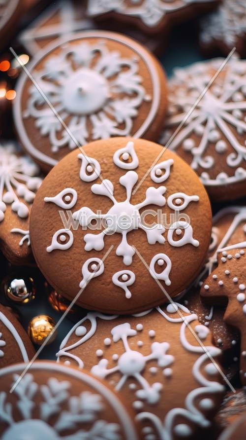 Gingerbread Cookie Snowflake Design วอลล์เปเปอร์[b7a24e20d3ec4e1cbeb1]
