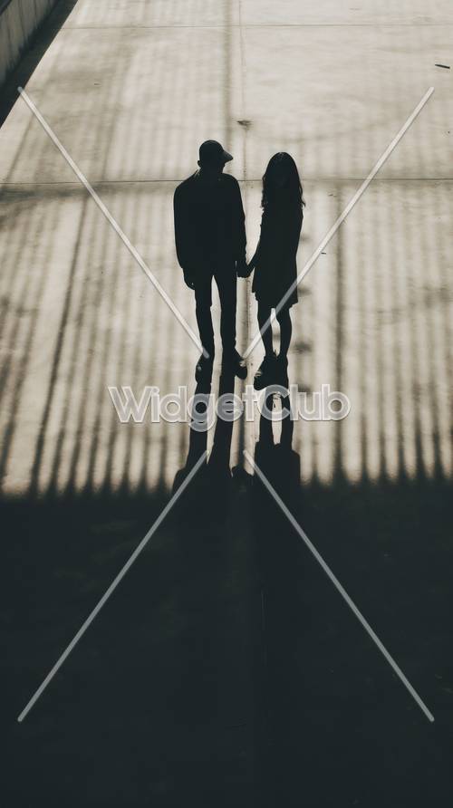 Shadowy Couple Holding Hands Tapet [db3ad216e3b642f988dd]
